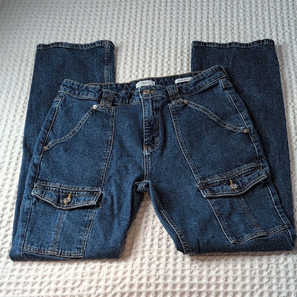 Forever 21 Mid Rise Bootcut Jeans - Blue